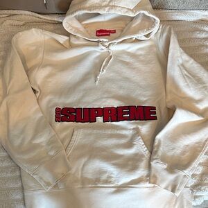 Supreme Cream Hoodie with Red Logo